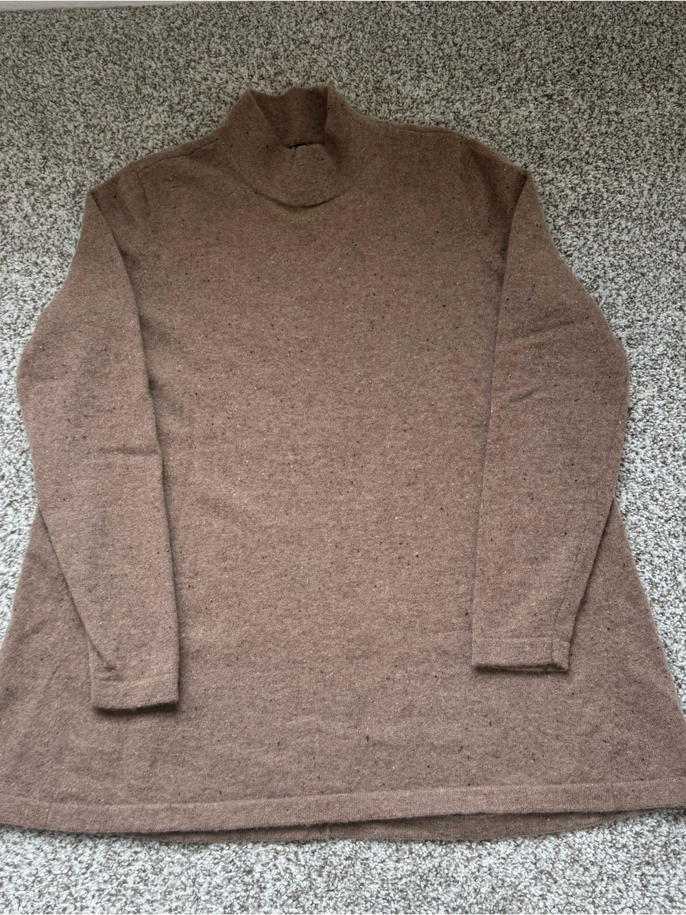 Lands' End 100% Cashmere Mock Neck Tunic Sweater L/P